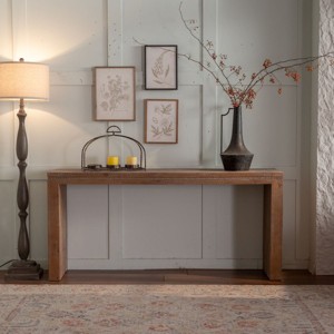 63" Natural Solid Wood Console Table,Narrow Entryway Table for Hallway Foyer,Long Sofa Table Behind Couch–The Pop Home - 1 of 4