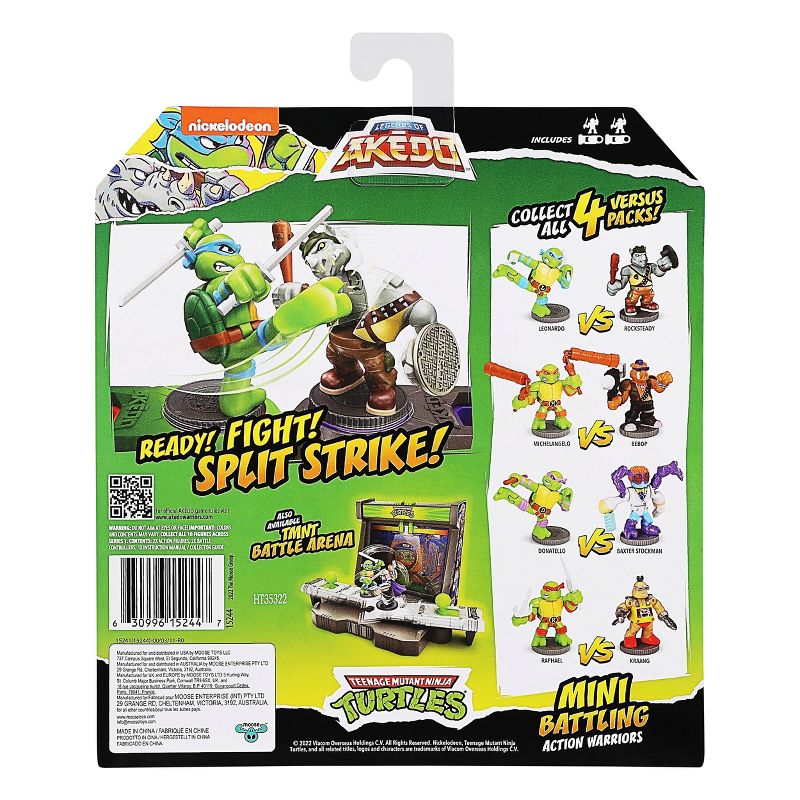 Akedo Teenage Mutant Ninja Turtles Leonardo vs Rocksteady Mini Figure Set - 2pk, 4 of 11