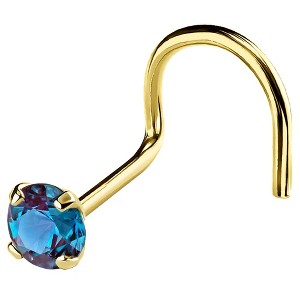 Jewelry Avalanche 22G 14K Gold Nose Screw Nose Stud with Alexandrite Gemstone - 1 of 3