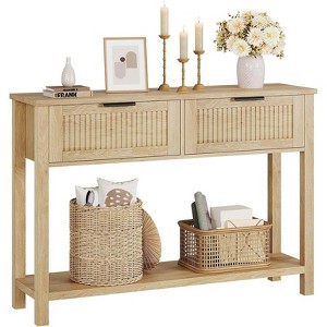 Farmhouse Entryway Table,43 Inch Wood Console Table with 2 Drawers,2 Tier Sofa Table with Storage for Living Room, Foyer, Entryway - 1 of 4