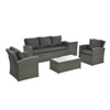 GlasFlength 5PCS Patio Seating Rattan Furniture Set Sectional Sofa Cushioned Garden, Tempered Glass Table, Black, 62.6"*21.65"*10.24" - 2 of 4