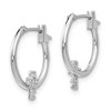 Black Bow Jewelry Children's 14k White Gold & CZ 13mm Cross Hinged Post Hoop Earrings - 2 of 4