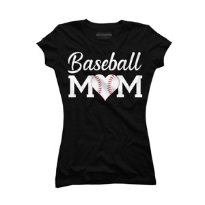 Junior's Design By Humans Baseball Mom Heart By shirtpublic T-Shirt - 1 of 2