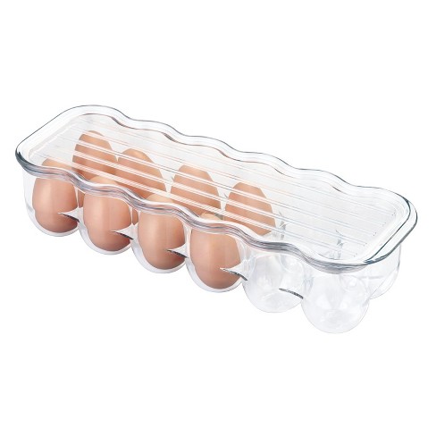 Mdesign Plastic Egg Storage Tray Holder For Refrigerator, 12 Eggs - Clear :  Target