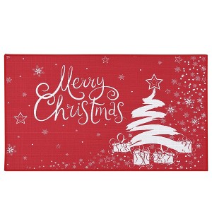 Christmas Tree Snowflake Door Mat Holiday Decorative Welcome Mat Non Slip Doormat Outdoor Indoor Floor Mat - 1 of 4