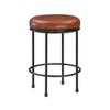 Faux Leather and Metal Backless Counter Height Stool with Circular Footrest and Powder-Coated Frame, Fully Assembled - 4 of 4