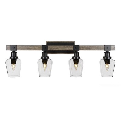 Toltec Lighting Tacoma 4 - Light Vanity in  Black/Painted Wood with 5" Clear Bubble Shade