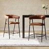 Christopher Knight Home Sara Upholstered 26" Faux Leather Iron Frame Counter Stool with Footrest, Brown - 2 of 4