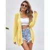 Womens Summer Lightweight Cardigan Long Sleeve Open Front Loose Beach Crochet Cover Up - 2 of 4