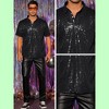 INSPIRE CHIC Men's Short Sleeves Club Party Shiny Sequin Polo Shirts - 4 of 4