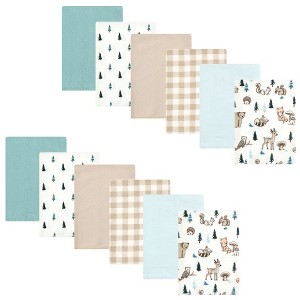 Hudson Baby Infant Boy Cotton Flannel Burp Cloths Bundle, Boy Woodland Pals, One Size - 1 of 4