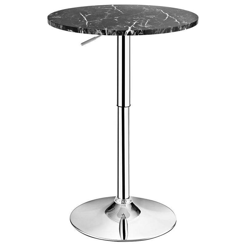 Costway 6PCS Round Bistro Bar Table Height Adjustable 360-degree Swivel White\Black, 2 of 11