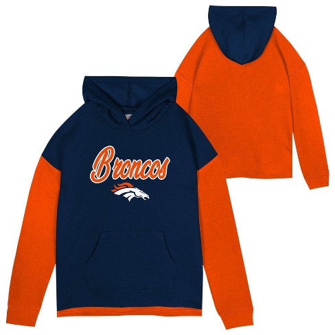 Nfl Denver Broncos Girls' Fleece Hooded Sweatshirt : Target