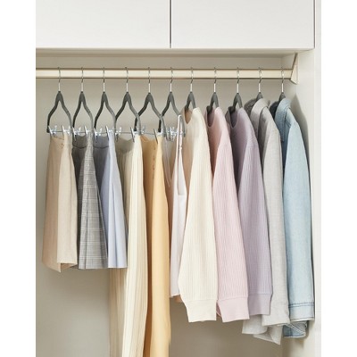 Gray Velvet Heavy-Duty Non-Slip Skirt Hangers with Adjustable Clips, 20-Pack
