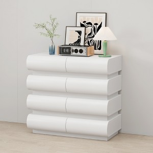 LOVSON 31.5''Modern style storage cabinet, 8 drawers without handles, bedroom dressing table, suitable for bedrooms and living rooms, white - 1 of 4