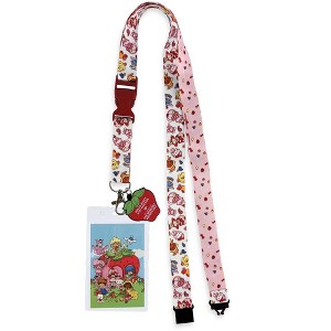 Strawberry Shortcake X Sanrio Hello Kitty & Friends Brakeaway Lanyard ID Holder With 2" Rubber Charm Multicolored - 1 of 4