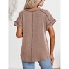 BLUEMING Womens T-shirts Knit V Neck Cap Sleeve Ribbed Tops Loose Fit Comfy Blouses Trendy Casual Outfits - 2 of 4