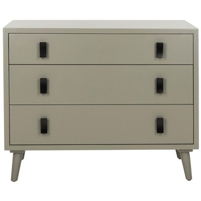 Transitional Gray 3-Drawer Chest with Black Metal Hardware