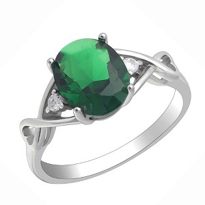 Birthstone Engagement Ring for Women by Ginger Lyne Sterling Silver Cubic Zirconia - 1 of 4