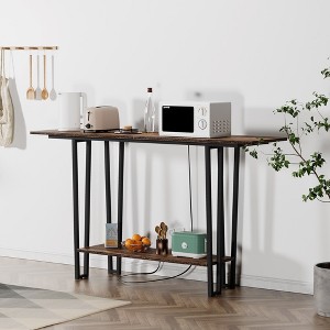VECELO Couch Side & Console Table with 2 Outlets, 2 USB Ports and Extra Long 9.8 Feet Power Code, Sofa Behind - 1 of 4