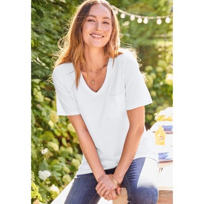 Woman Within Perfect Crewneck Pocket Tee