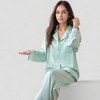 Anna-Kaci Lounge Women's Satin Long Sleeve Button Down Pajama Set with Chest Pocket and Lace Trim Hem Details - 4 of 4
