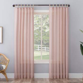 96"x50" Ceri Linen Textured Jute Tabs Semi-Sheer Curtain Panel Pink - No. 918