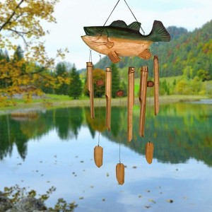 Woodstock Windchimes Animal Chimes Bass Fish, Wind Chimes For Outside, Wind Chimes For Garden, Patio, and Outdoor Decor, 35"L - 1 of 4