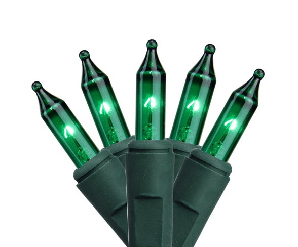 GE 100ct Mini ConstantON String Lights Green - 41.2' Green Wire