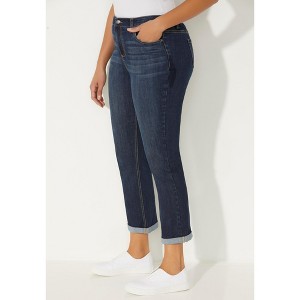 Catherines Women's Plus Size Girlfriend Roll Cuff Jean - 1 of 4