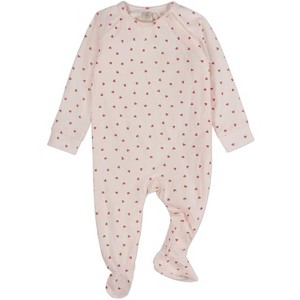 MiniMoi Baby Clover-Print Hidden Zip Footie - 1 of 4