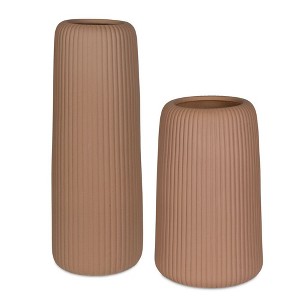 Uttermost Light Brown Ribbed Modern Design Ridge Outdoor Vases, Set of 2 - 1 of 3