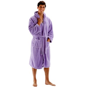 BC BARE COTTON Mens Hooded Robe Microfiber Plush Fleece Bathrobe - 1 of 4