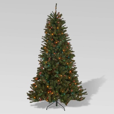 7.5ft Noble Fir Pre-Lit Hinged Full Artificial Christmas Tree Multicolored Lights - Christopher Knight Home