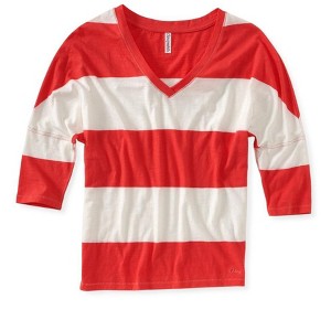 Aeropostale Womens Stripe Graphic T-Shirt, Orange, Medium - 1 of 1