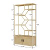 75.6'' Rattan Bookshelf with Cabinet, Bohemian Freestanding 7-Tier Storage Shelf for Living Room or Home Office-3irtyhousy - 4 of 4