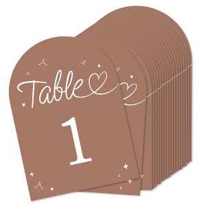 Big Dot of Happiness Wedding Hearts Mocha Brown Table Numbers Centerpieces, Double-Sided 5 x 7 inches Cards, Table Numbers - 1-20 - 1 of 4