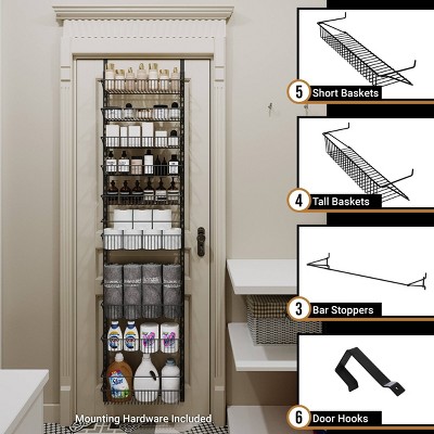 Home-Complete Over The Door Black Organizer 9-Tier Hanging Wall Organizer: Metal Kitchen Storage, 74" Height, 17.7" Depth — фото 7