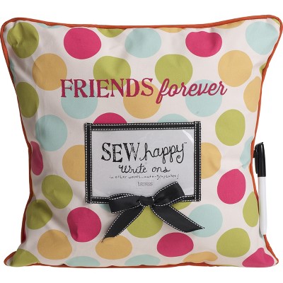 Transpac Polyester 15 in. Multicolor Everyday Autographable Friends Pillow with Photo Pocket