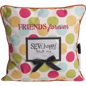 Transpac Polyester 15 in. Multicolor Everyday Autographable Friends Pillow with Photo Pocket - 1 of 2