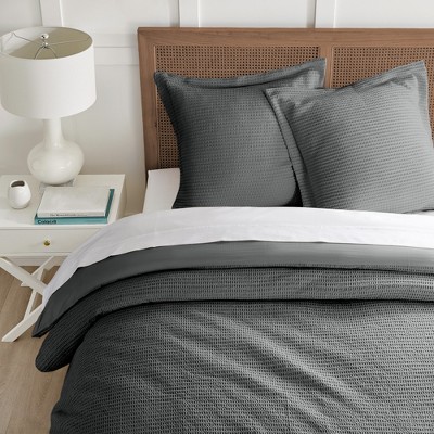 Charcoal Cotton Waffle Weave Euro Sham Set of 2