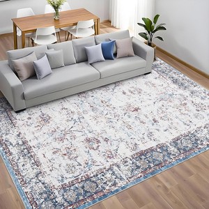 Coucheta Machine Washable Runner Rug, Non-Slip Low Pile Vintage Distressed Carpet for Kitchen Hallway Bedroom Entryway,Multiple sizes and colors - 1 of 4