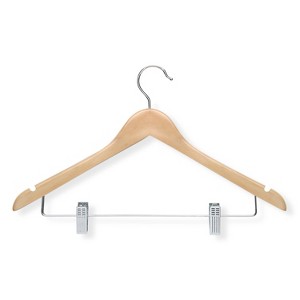 Honey-Can-Do 12pk Maple Wood Suit Hangers: Adjustable Beige Clothes Hangers for Suits, Multipurpose Storage - 1 of 3