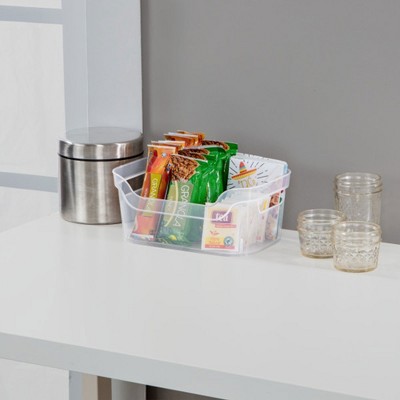 Clear Plastic Stackable Rectangle Storage Bins with Carry Handles, 16 Pack