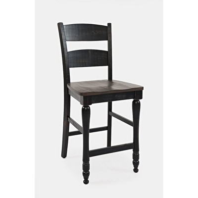 Black Reclaimed Pine Ladderback Counter Stool Set