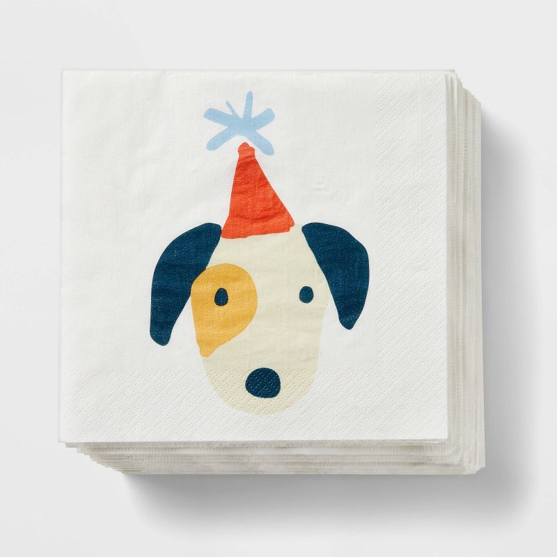 20ct Dog Print Paper Napkins White - Spritz&#8482;, 1 of 10