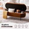 Upholstered Boucle Storage Ottoman Bench, Faux Shearling Oval Ottoman for Living Room Bedroom - 4 of 4