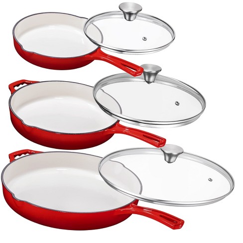 Bruntmor 2-in-1 Red Enamel Cast Iron Dutch Oven & Skillet Set, 7 Quart   All-in-one Cookware For Induction, Electric, Gas, Stovetop & Oven : Target