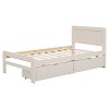 Twin Bed with 2 Trundle Storage Drawers, Platform Bed Frame with Headboard for Bedroom Small Living Space, No Box Spring Needed - 3 of 4