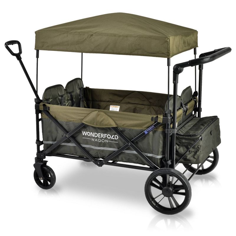 WONDERFOLD X4 Push and Pull 4 Seater Wagon Stroller - Green, 2 of 5